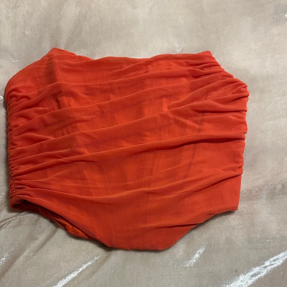 Orange Ruched crop top